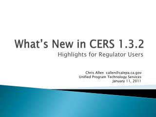 What’s New in CERS 1.3.2