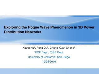 Exploring the Rogue Wave Phenomenon in 3D Power Distribution Networks