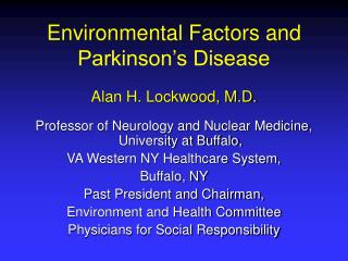 Environmental Factors and Parkinson’s Disease