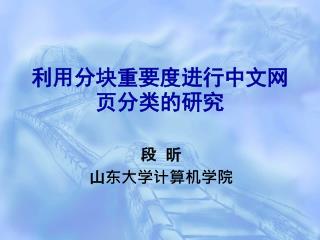 利用分块重要度进行中文网页分类的研究