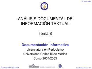 ANÁLISIS DOCUMENTAL DE INFORMACIÓN TEXTUAL