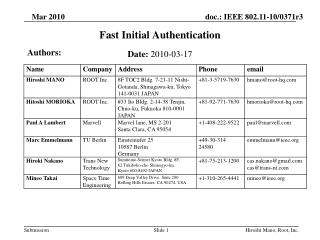 Fast Initial Authentication