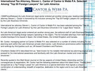 International Tax Attorney, Steven L. Cantor of Cantor & Web