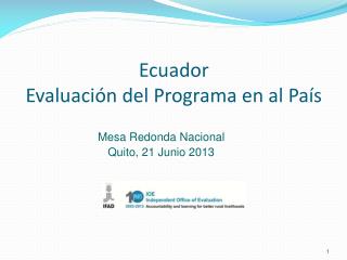 Ecuador Evaluación del Programa en al País