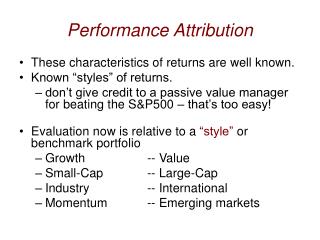 Performance Attribution