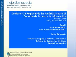 Conferencia Regional de las Américas sobre el Derecho de Acceso a la Información Centro Carter