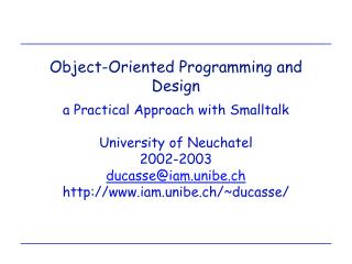 Object-Oriented Programming and Design