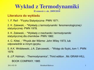 Wykład z Termodynamiki II semestr r. ak. 2009/2010