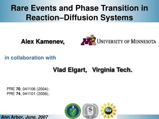 Rare Events and Phase Transition in Reaction–Diffusion Systems