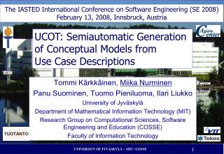 UCOT: Semiautomatic Generation of Conceptual Models from Use Case Descriptions