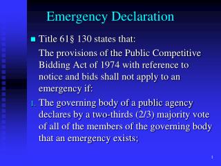 Emergency Declaration