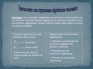 Operaciones con expresiones algebraicas racionales