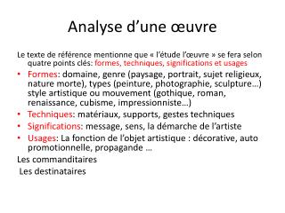 Analyse d ’ une œuvre