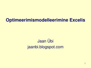 Optimeerimismodelleerimine Excelis