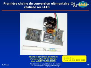 Chaine de conversion élémentaire d’un générateur PV de 85W pic Avec sa IMPPT (LAAS-CNRS).