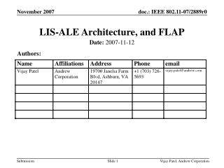 LIS-ALE Architecture, and FLAP