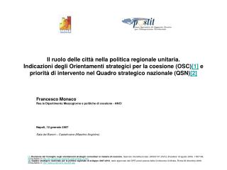 Francesco Monaco Res.le Dipartimento Mezzogiorno e politiche di coesione - ANCI