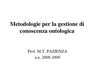 Metodologie per la gestione di conoscenza ontologica