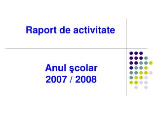 Raport de activitate