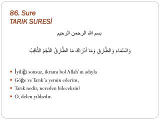 86. Sure TARIK SURESİ