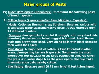 Major groups of Pests