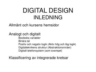 DIGITAL DESIGN INLEDNING