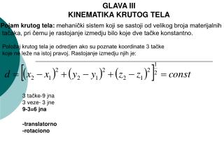 GLAVA III KINEMATIKA KRUTOG TELA