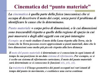 Cinematica del “punto materiale”