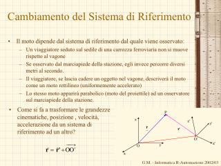 Cambiamento del Sistema di Riferimento