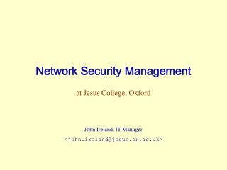 Network Security Management