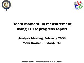 Beam momentum measurement using TOFs: progress report