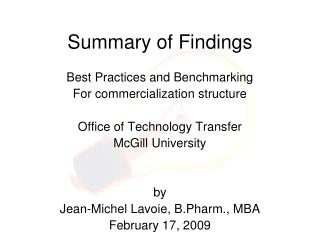 Summary of Findings