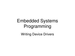 Embedded Systems Programming