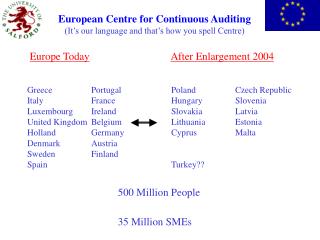 European Centre for Continuous Auditing (It’s our language and that’s how you spell Centre)