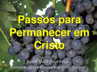 Passos para Permanecer em Cristo