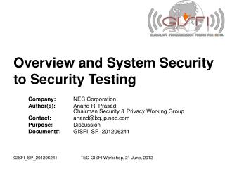 Overview and System Security to Security Testing