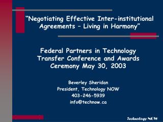 “Negotiating Effective Inter-institutional Agreements – Living in Harmony”