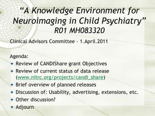 “A Knowledge Environment for Neuroimaging in Child Psychiatry” R01 MH083320