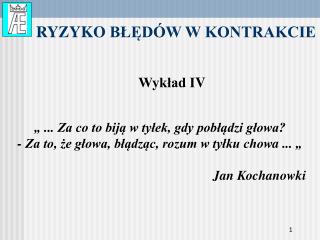 RYZYKO BŁĘDÓW W KONTRAKCIE