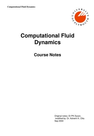 Computational Fluid Dynamics Course Notes