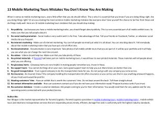 13 Mobile Marketing Tours Mistakes You Don't Know You Are Ma