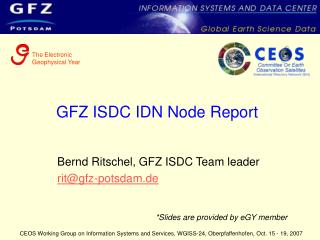 GFZ ISDC IDN Node Report