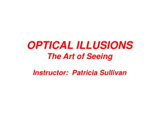 OPTICAL ILLUSIONS The Art of Seeing