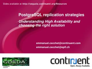 PostgreSQL replication strategies Understanding High Availability and choosing the right solution