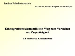 Seminar Fallrekonstruktion