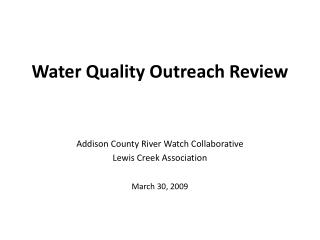 Water Quality Outreach Review