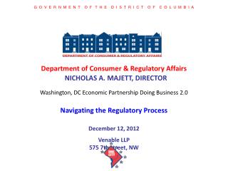 Department of Consumer &amp; Regulatory Affairs
