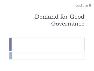 Demand for Good Governance