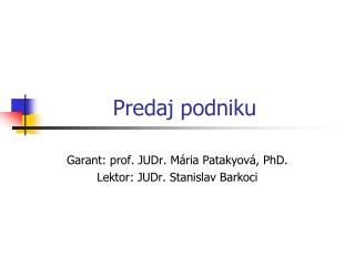 Predaj podniku