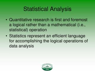 Statistical Analysis